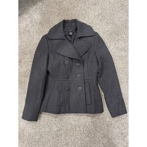 George Charcoal Gray Pea Coat SIze S 6 Button